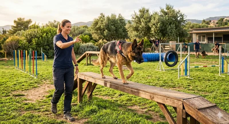 Treino canino no percurso de obstáculos ao ar livre