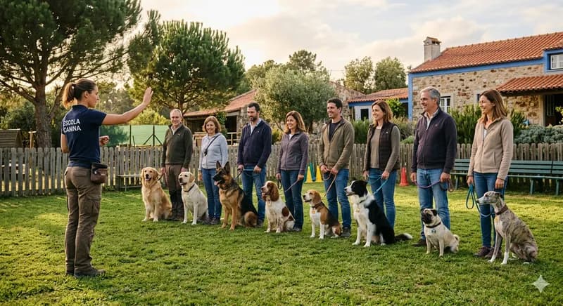 Aula de treino em grupo na área vedada