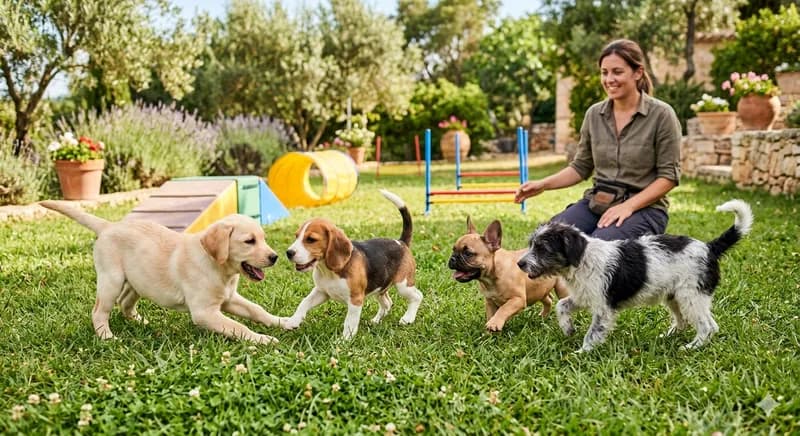 Sessão de socialização de cachorros